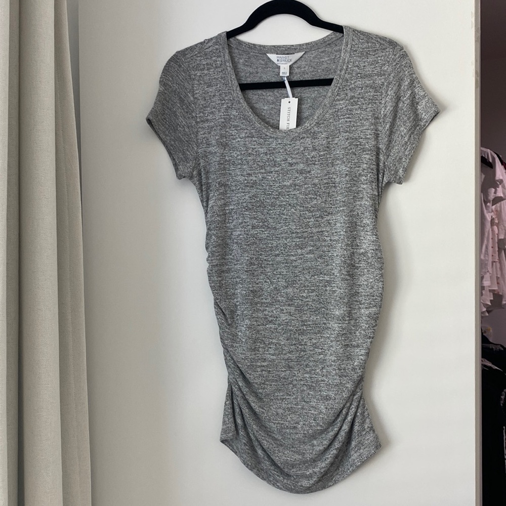 NWT : MARKET & SPRUCE | Alma Short Sleeve Maternity Knit Top S| Grey